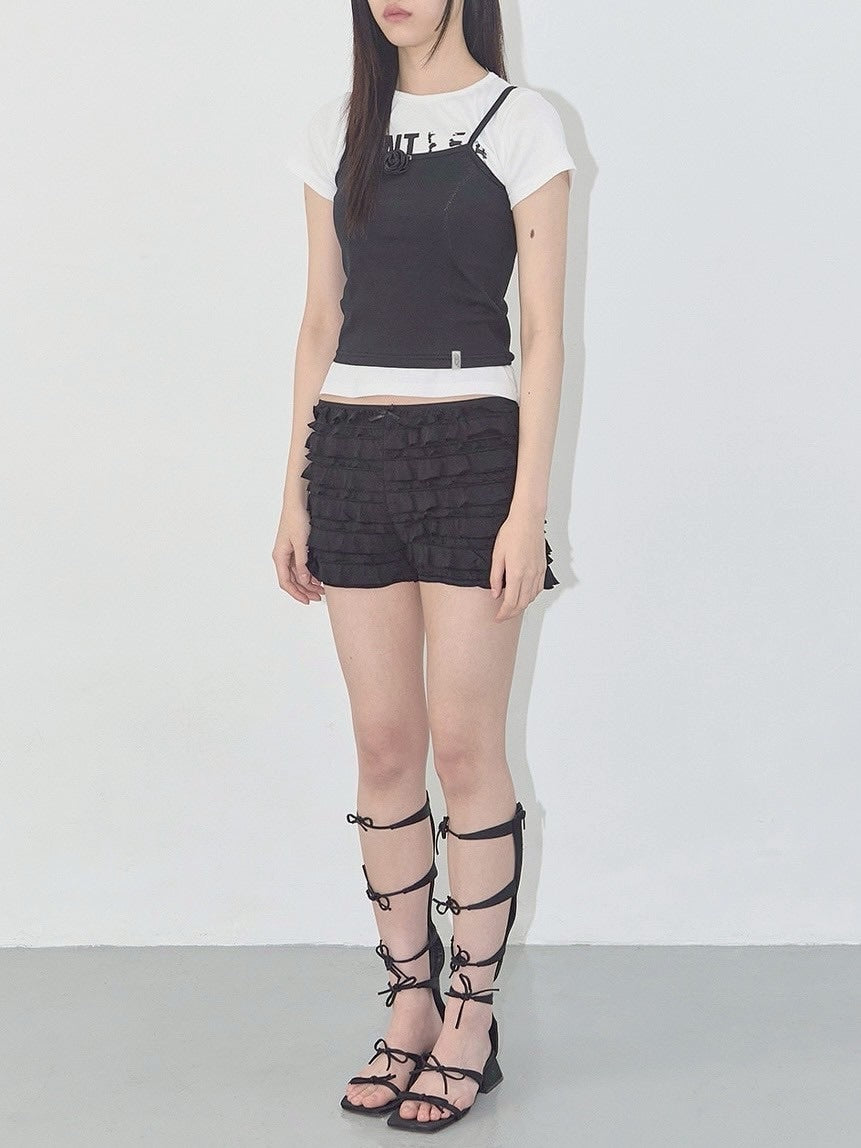 【FANCY CLUB】3-WAY LETTERING CORSAGE TEE