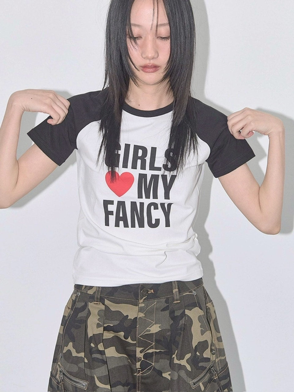 【FANCY CLUB】GIRLS MY FANCY TEE / 【ファンシークラブ】ラグランロゴ半袖Tシャツ