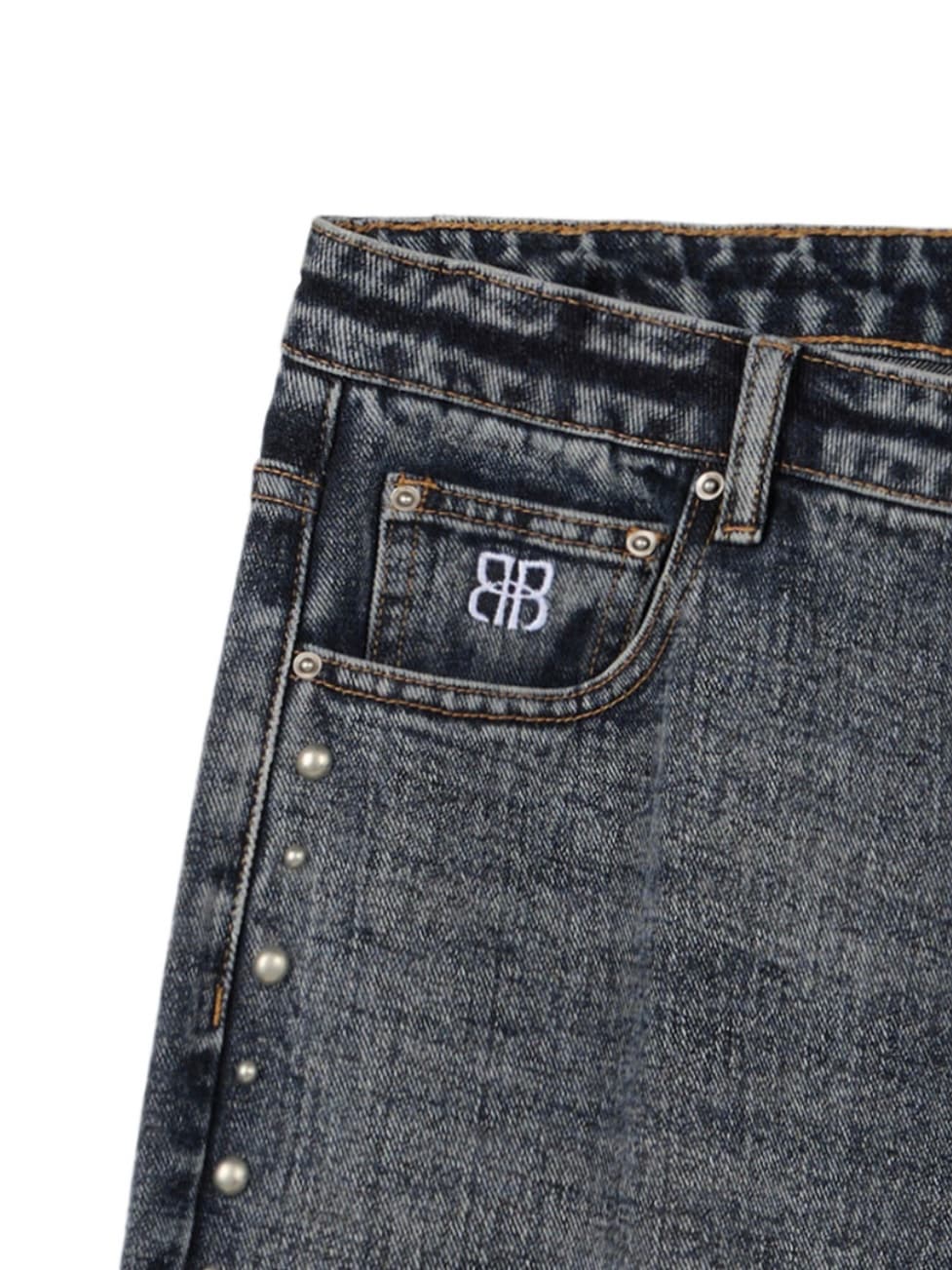 【ROCK CAKE】Studded Line Point Jeans