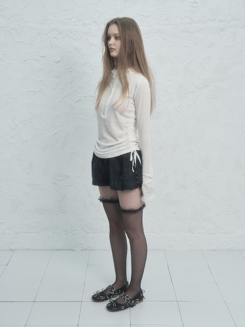 【SETUP‐EXE】RIVET BUTTON HOODIE TOP