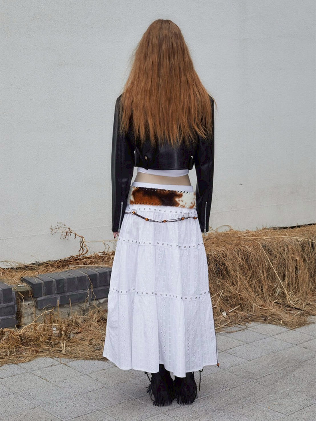 【NOT KNOWING】Tiered Eyelet Maxi Skirt / 【ノットノーイング】ティアードアイレットマキシスカート