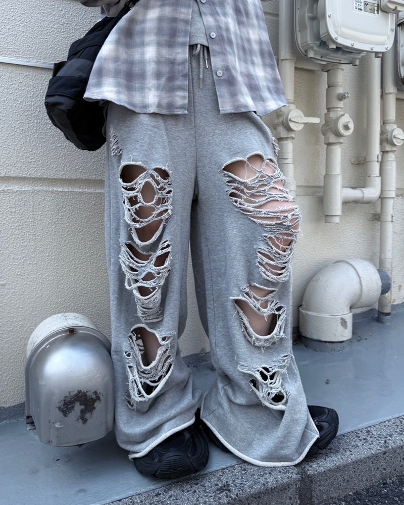 【nmtc +】damage sweat pants (2color)