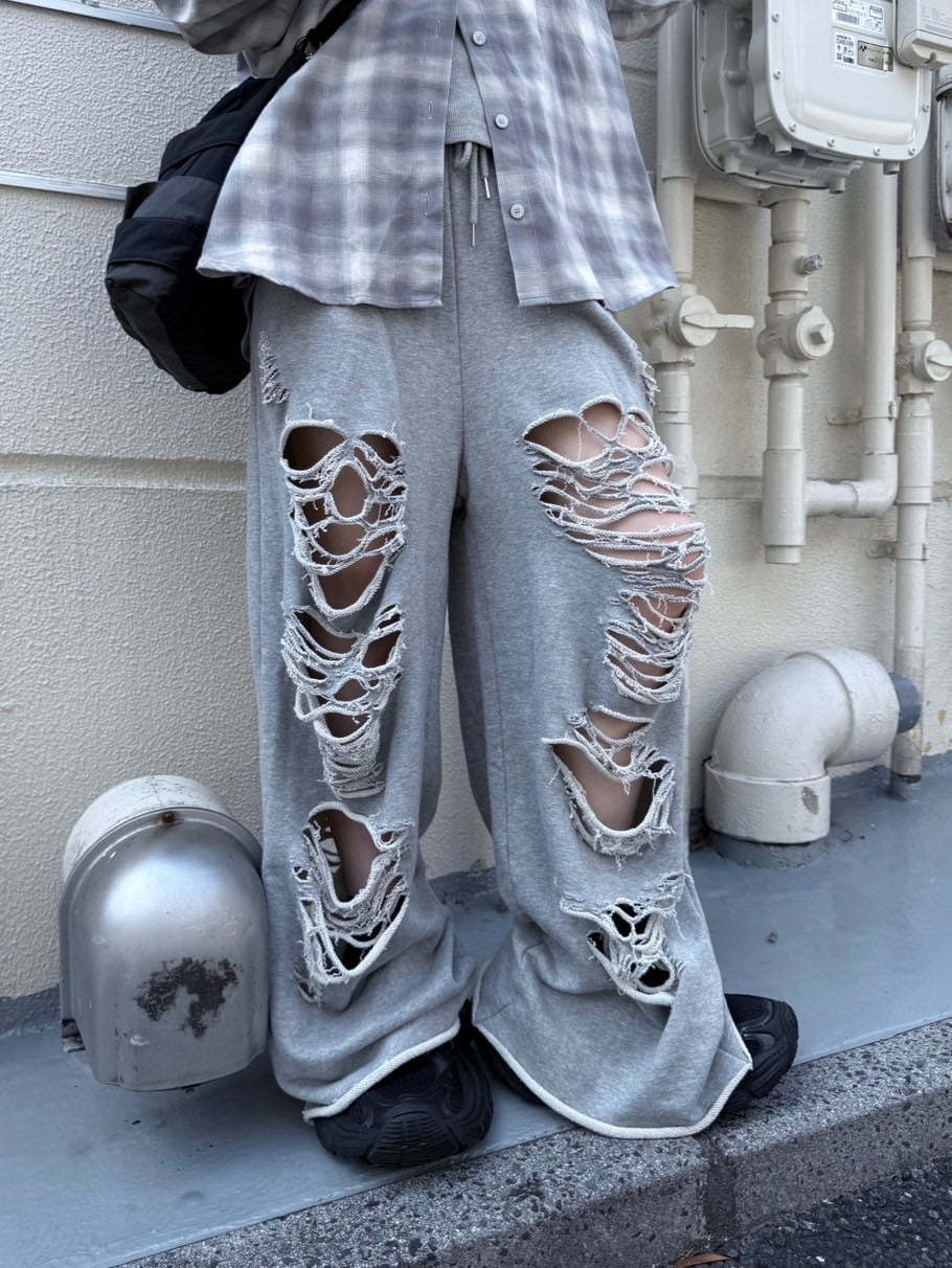 【nmtc +】damage sweat pants (2color)