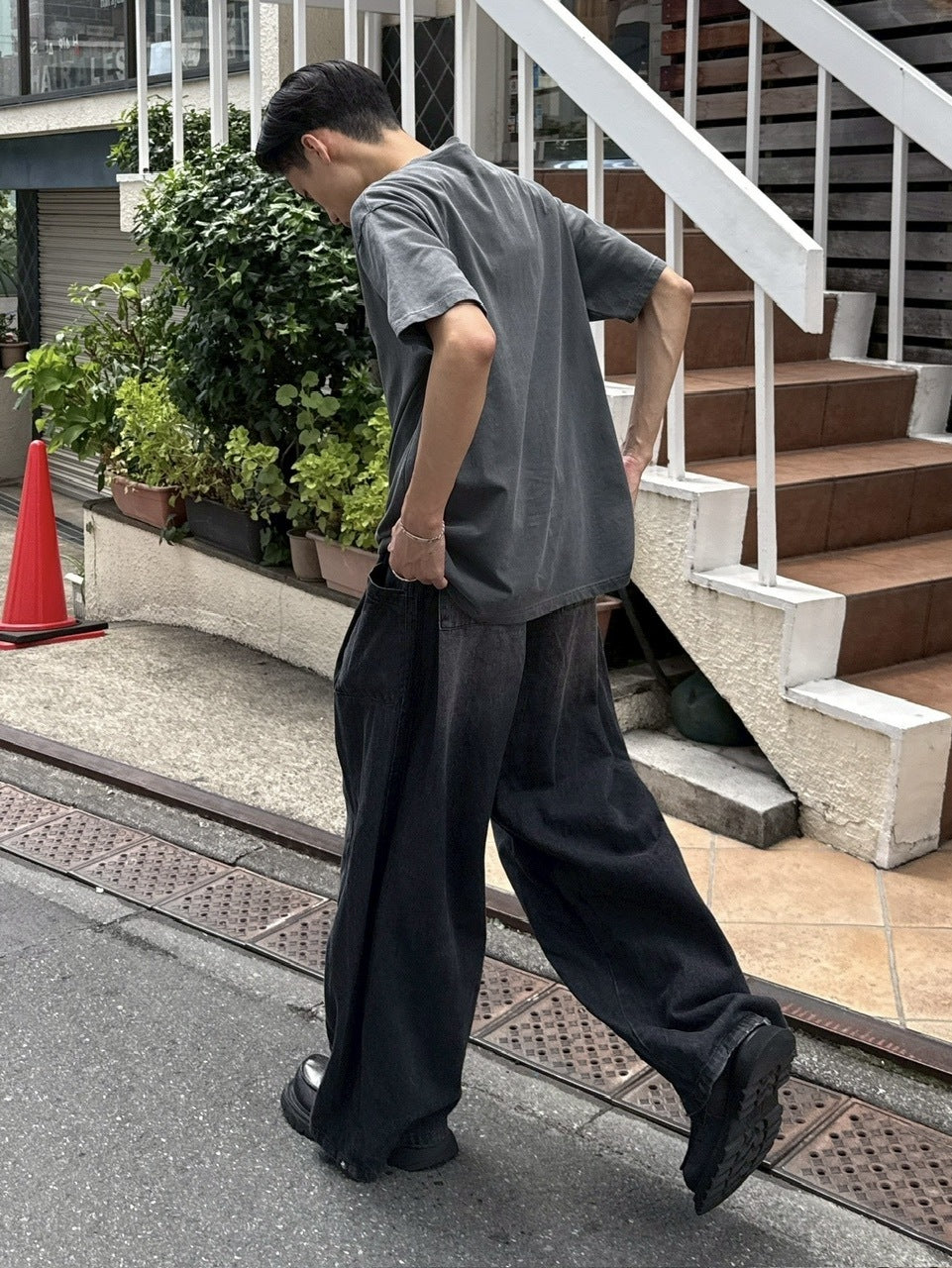 受注制【Chikashitsu +】pigment cross point t-shirt (2color) / 【チカシツプラス】ピグメントクロスポイント半袖Tシャツ