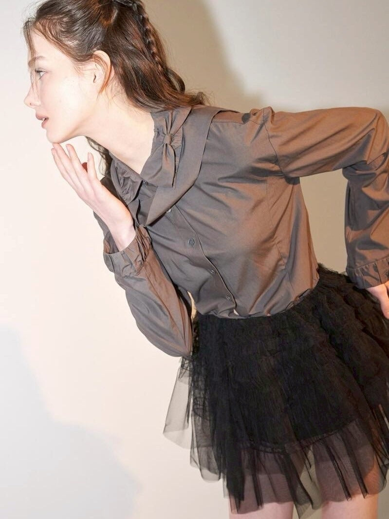 【ODDONEOUT】TUCKING MASH SKIRT / 【オッドワンアウト】タッキングメッシュフリルレーススカート