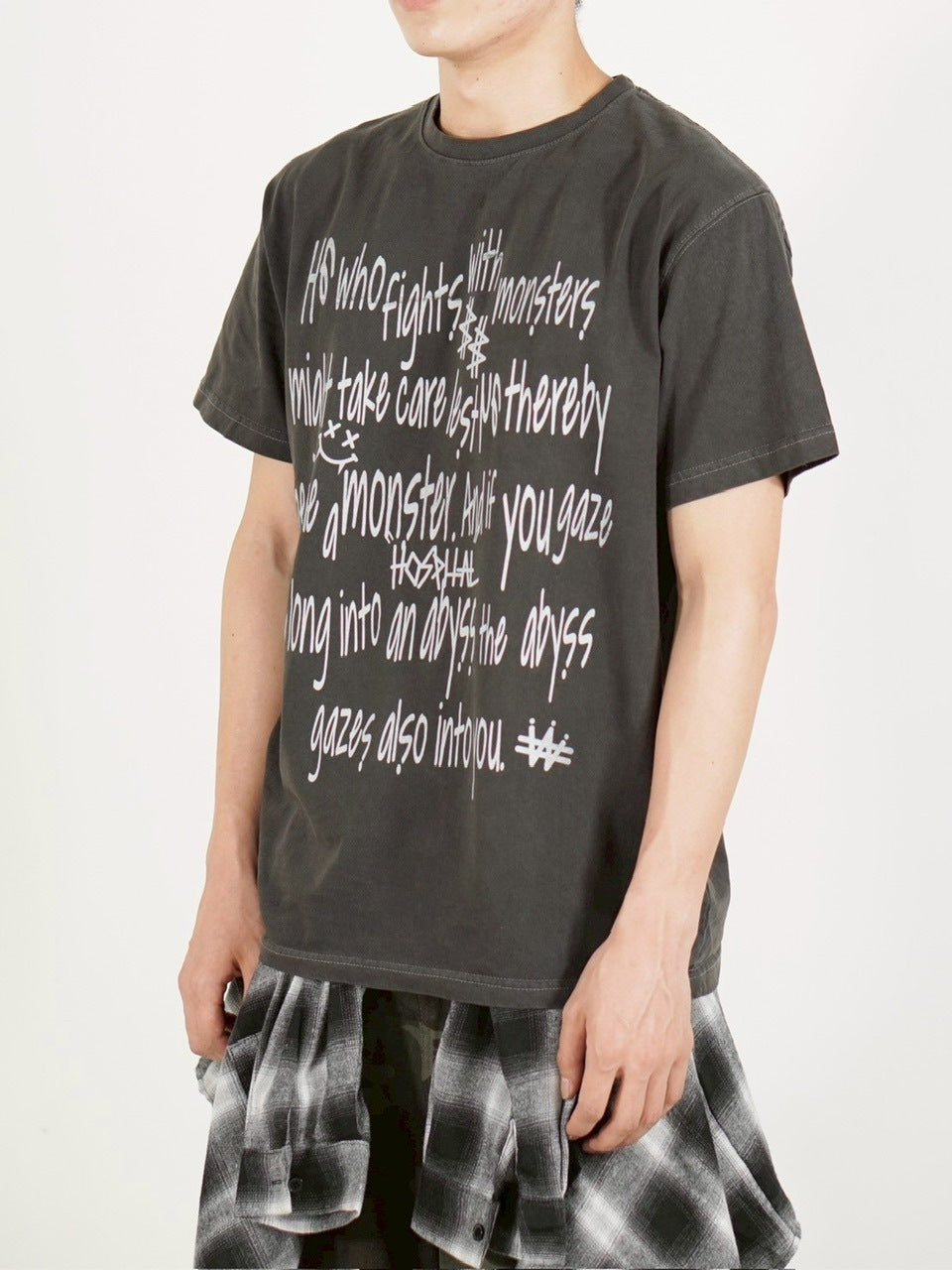 受注制【Chikashitsu +】messaging lettering t-shirt (3color) / 【チカシツプラス】メッセージレタリングプリント半袖Tシャツ