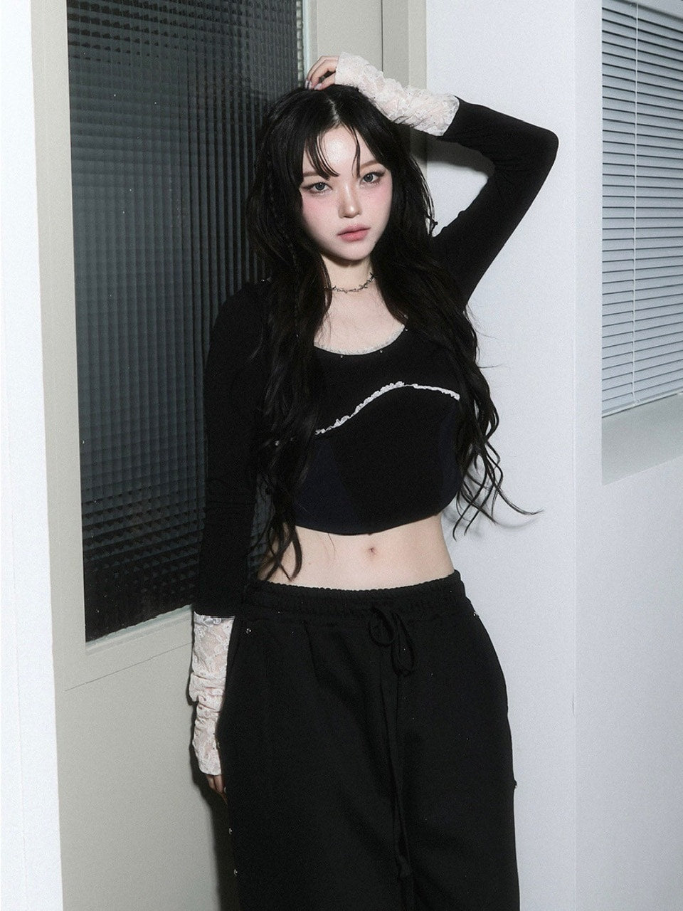 【CHERRYQUIRI】corset stud long sleeve