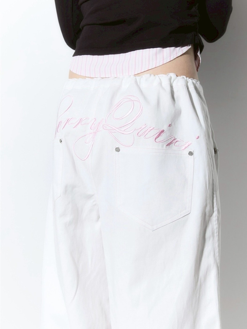 【CHERRYQUIRI】lace layered roll up denim / 【チェリーキュリー】レースレイヤードロールアップデニムパンツ