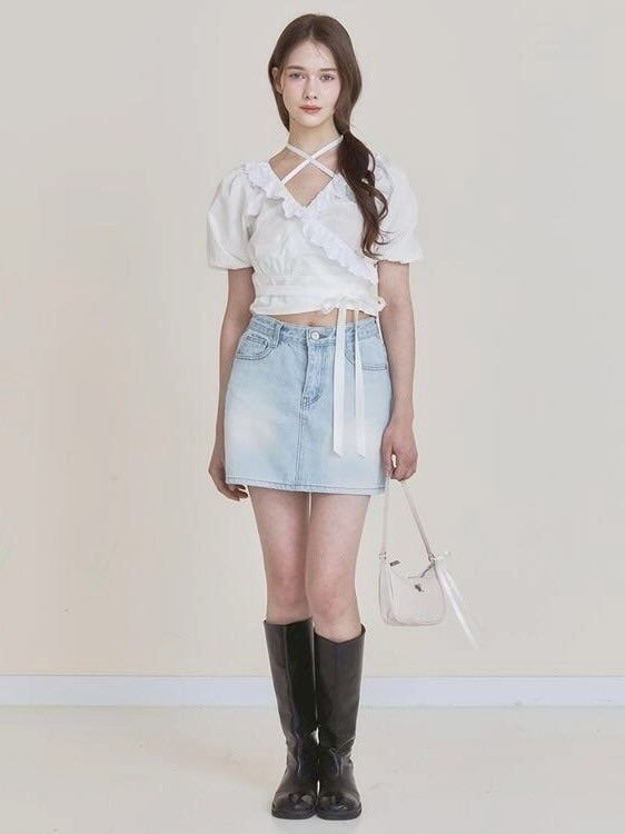 【NOTYOURROSE】Rosie wrap blouse