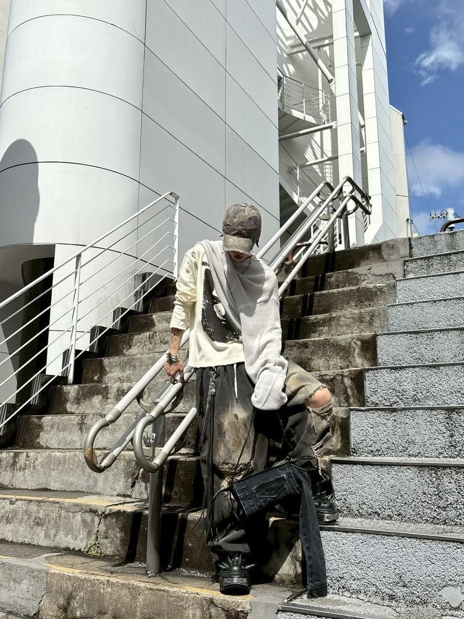 受注制【Never mind the XU】balloon damage denim pants