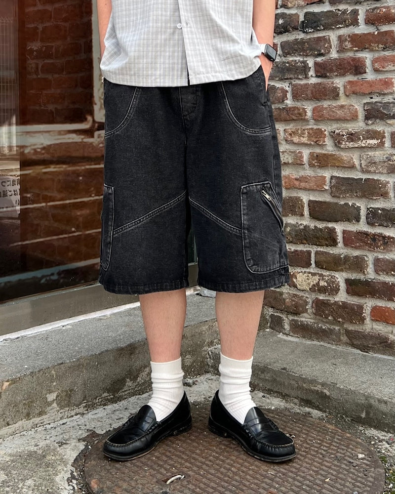 大阪店WEB限定受注制【Chikashitsu +】design denim bermuda pants