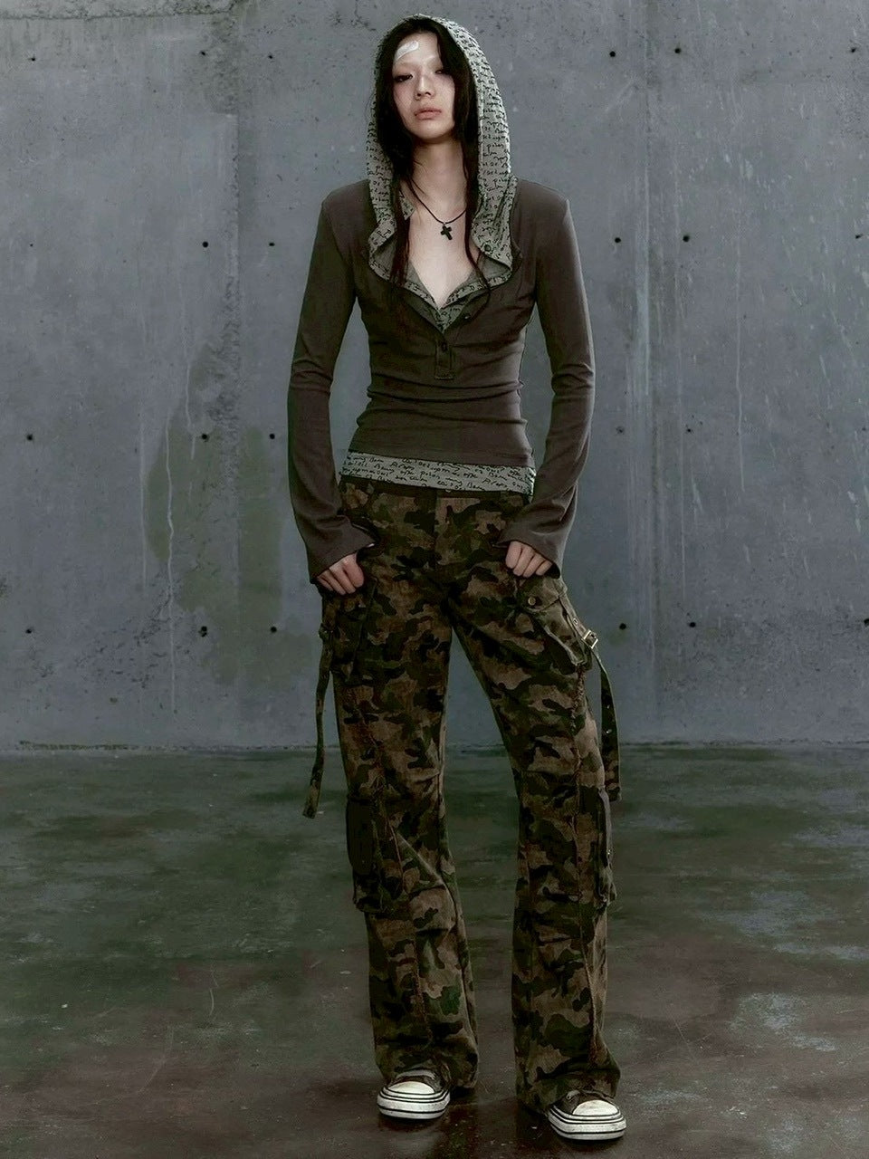 【Cest Nous】Two-in-One Hoodie / 【セヌー】レイヤードフード付き長袖トップス