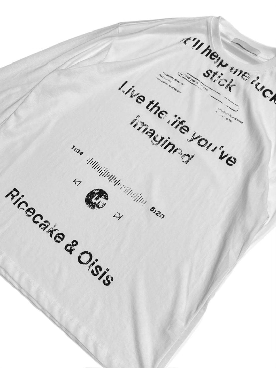 【Chikashitsu +】croque lettering long sleeve / 【チカシツプラス】モックネックレタリング長袖Tシャツ(2color)