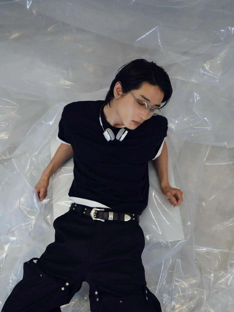 【CS】FLOW FIT DRAPE SLACKS(BLACK)