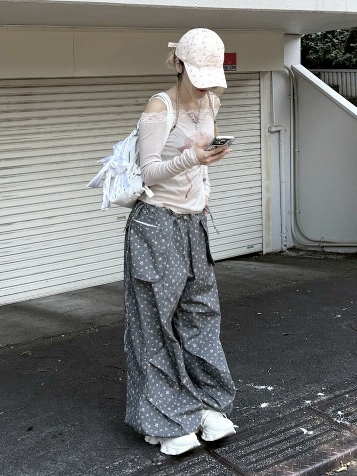 受注制【nmtc +】flower wide layered pants (3color)