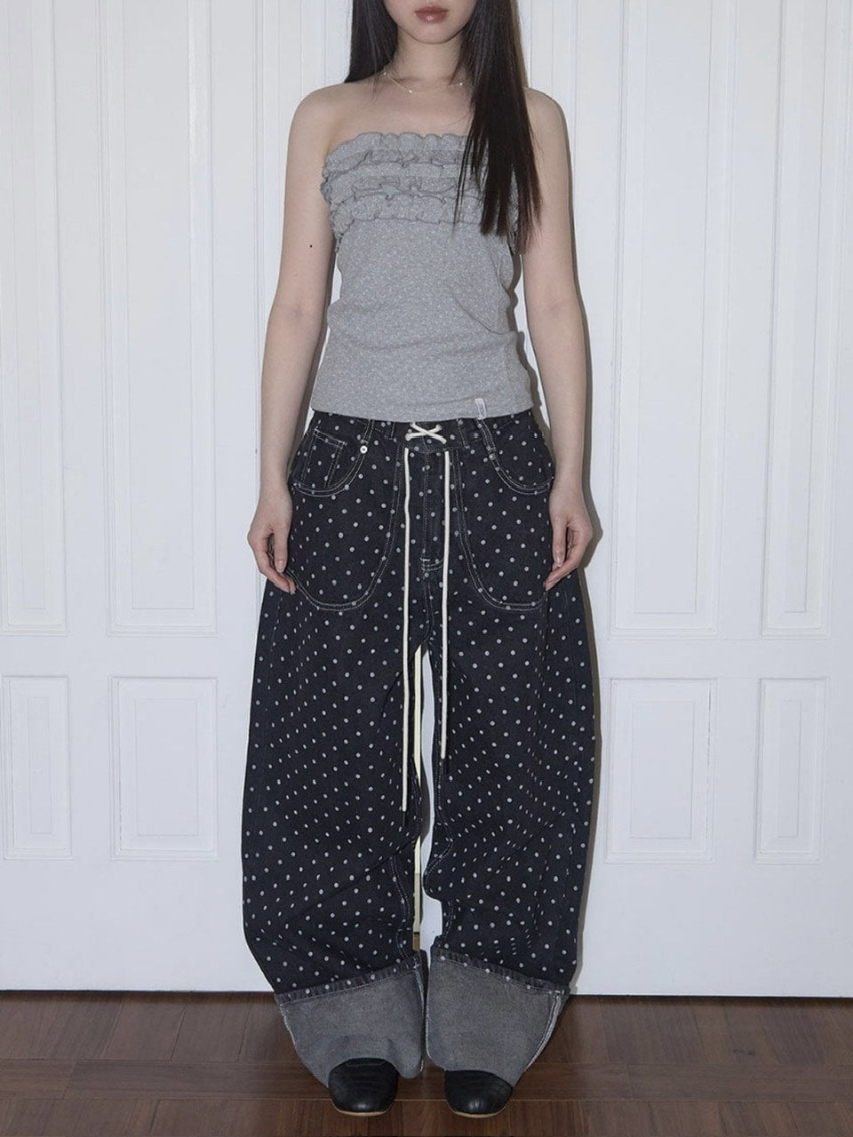 【FANCY CLUB】FLOWER FRILL TUBE TOP / 【ファンシークラブ】フラワーフリルチューブトップ