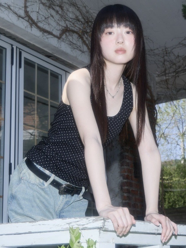 【FANCY CLUB】 Dot Button Sleeveless / 【ファンシークラブ】ドットボタンタンクトップ