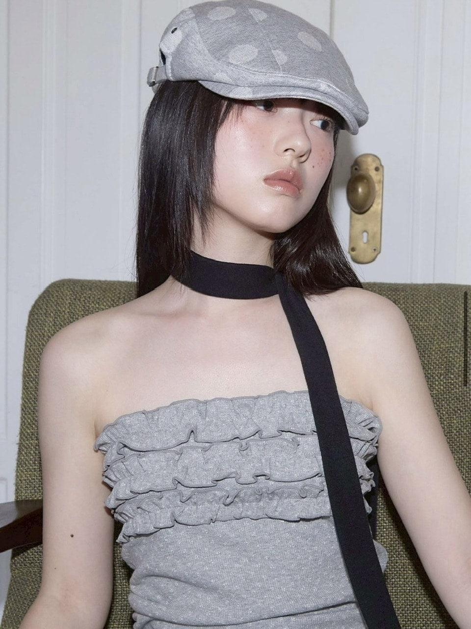 【FANCY CLUB】Angel Dot Hunting Cap / 【ファンシークラブ】エンジェルドットハンチング帽子