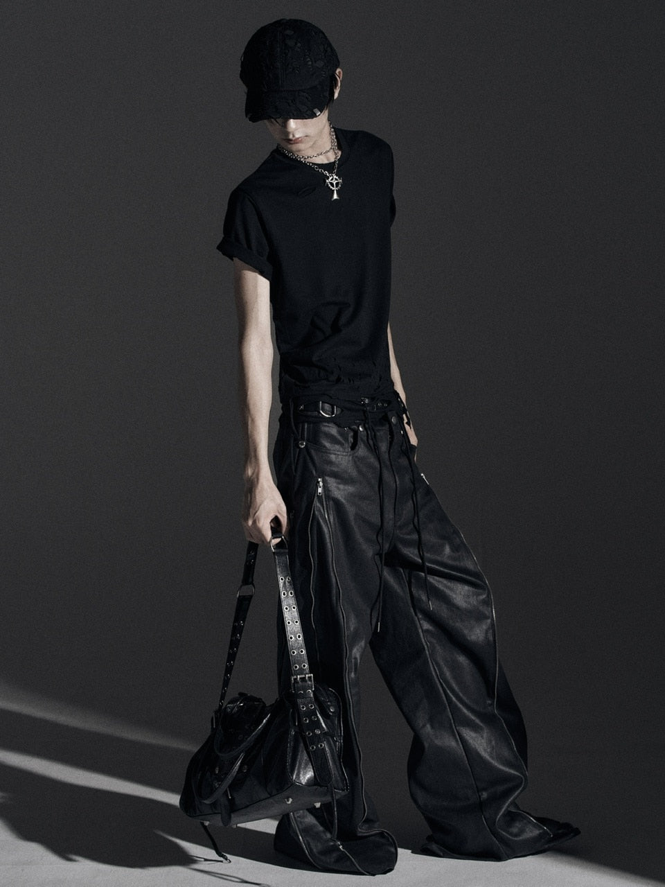 【Rosen Kreuz】ZIP WIDE BAGGY PANTS