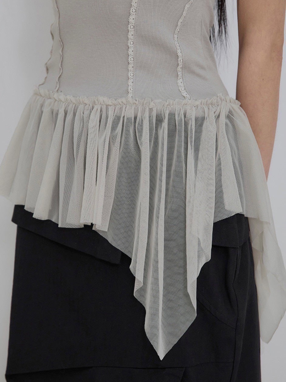 【FLAREUP】Layered Lace Frill Sleeveless