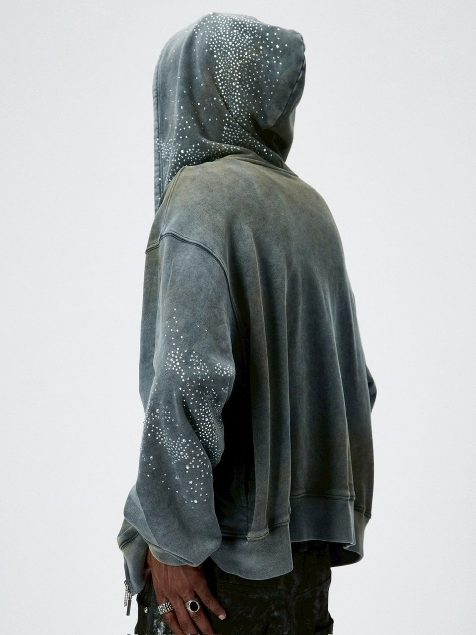 【DND4DES】DIAMOND DISTRESSED ZIP-UP HOODIE