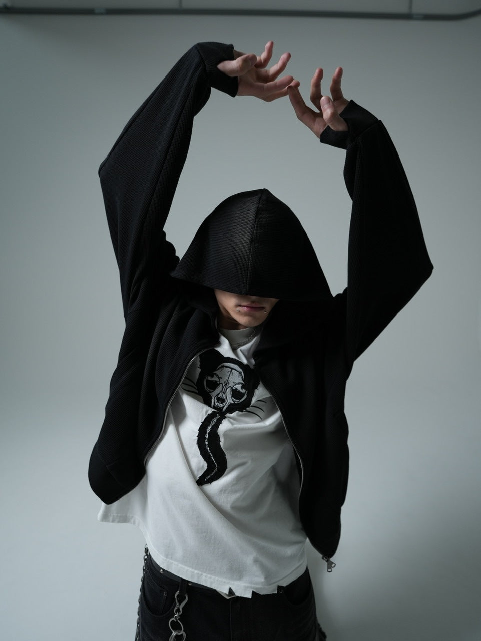 【CHIKASHITSU PLUS HIGH】Rust waffle zip up hoodie