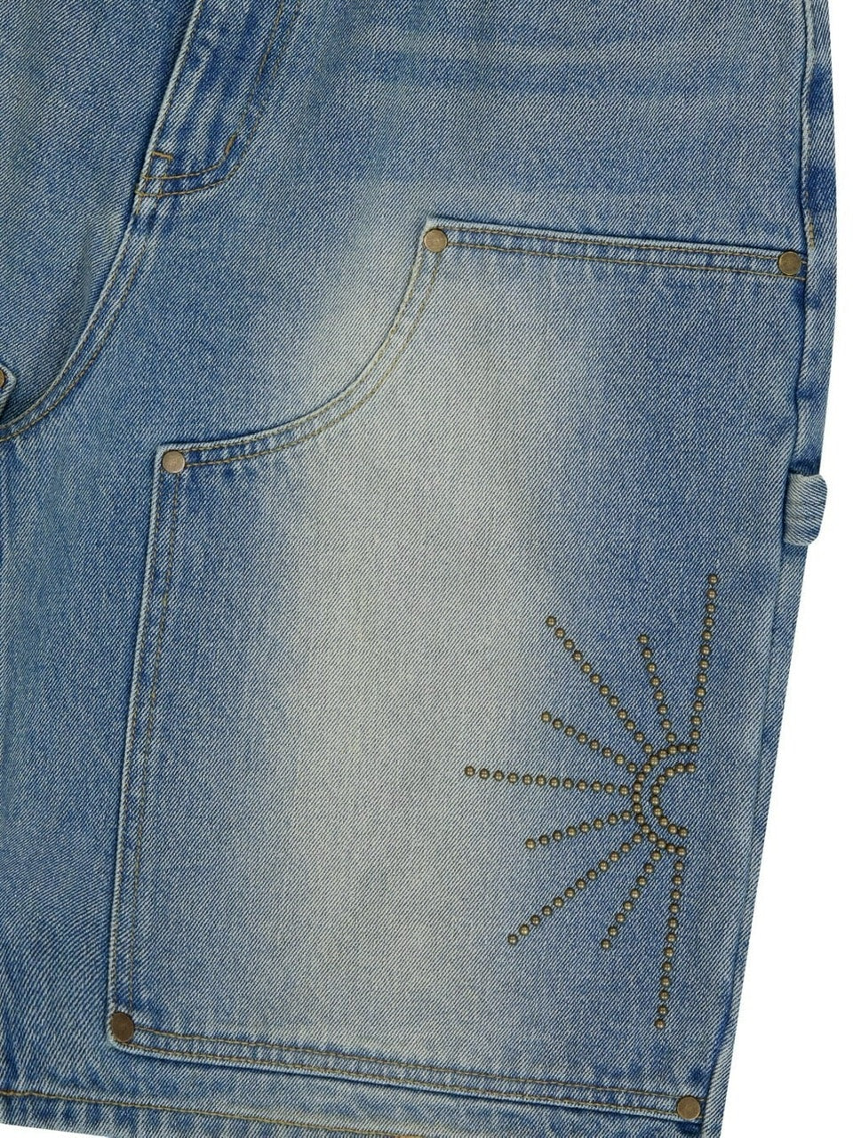 【AAKAM】Washed Double Knee Bermuda Denim Pants