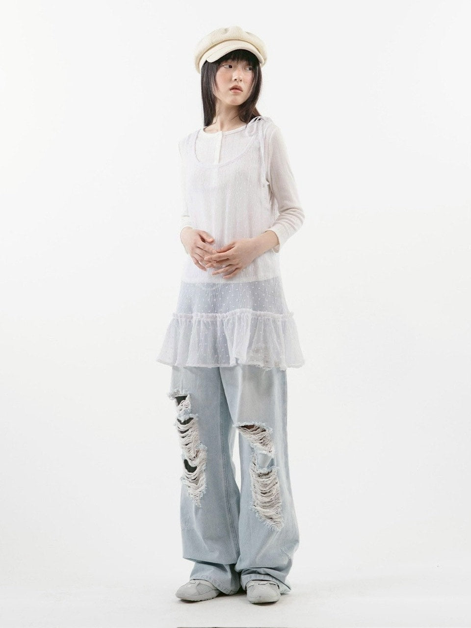 【TUOMIO】FRILL LAYERED DOT DRESS / 【トゥオミオ】フリルレイヤードドットワンピース
