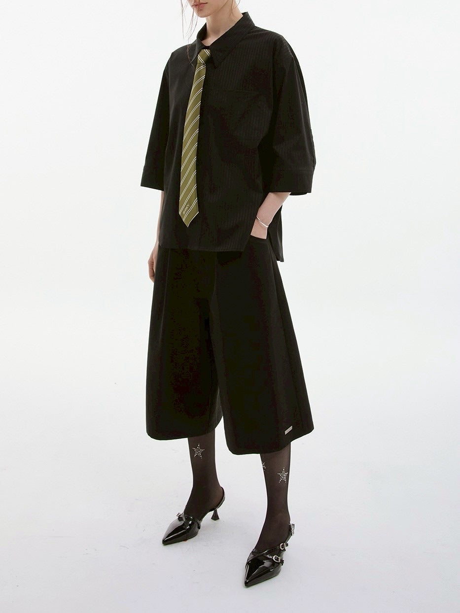 【ESC STUDIO】shaky tie chil shirt/ 【イーエスシーステュディオ】シェイキータイチル半袖シャツ