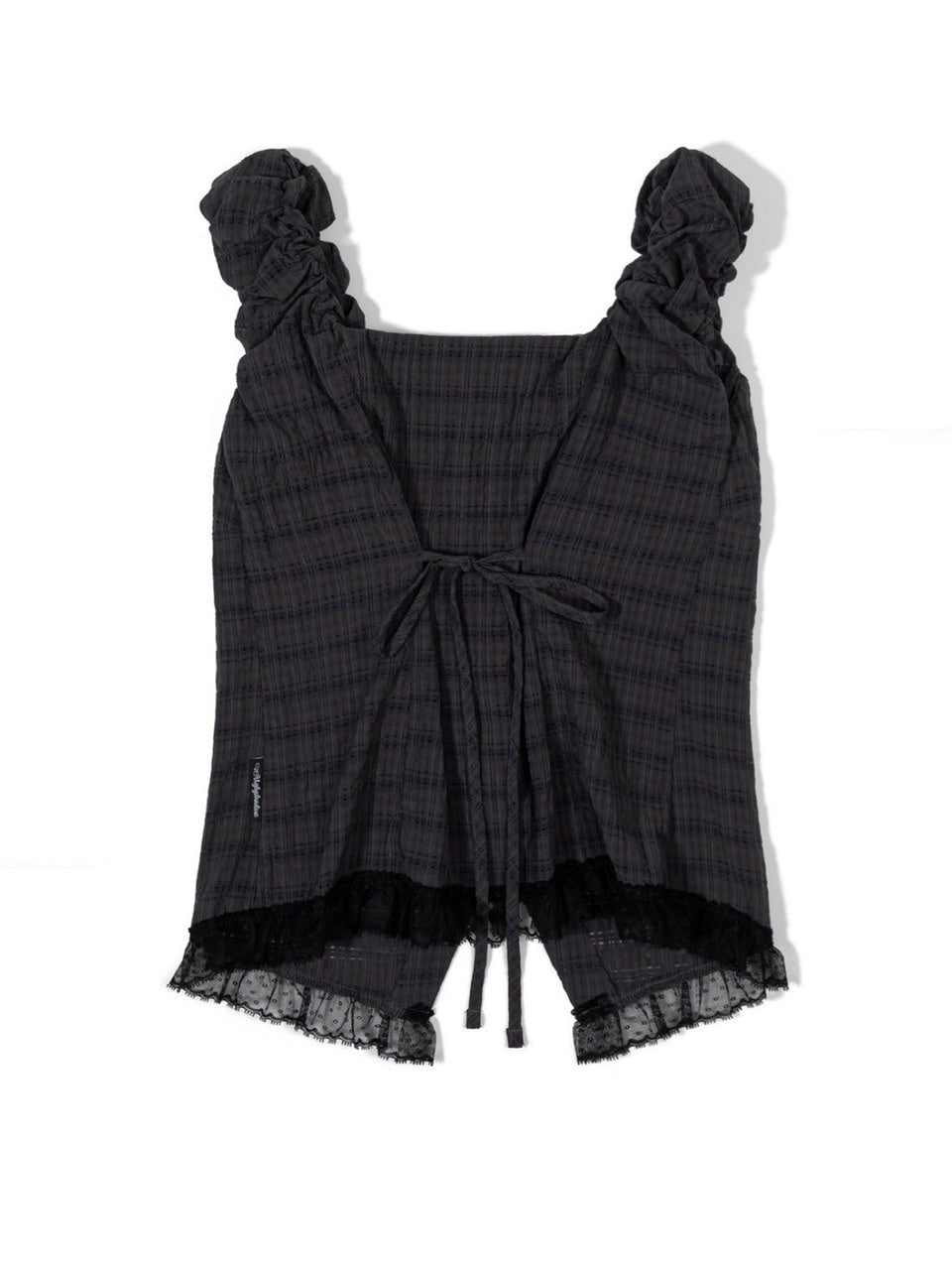 【Uglyshadow】CHECK SHIRRING BLOUSE / 【アグリーシャドウ】チェックシャーリングノースリーブブラウス