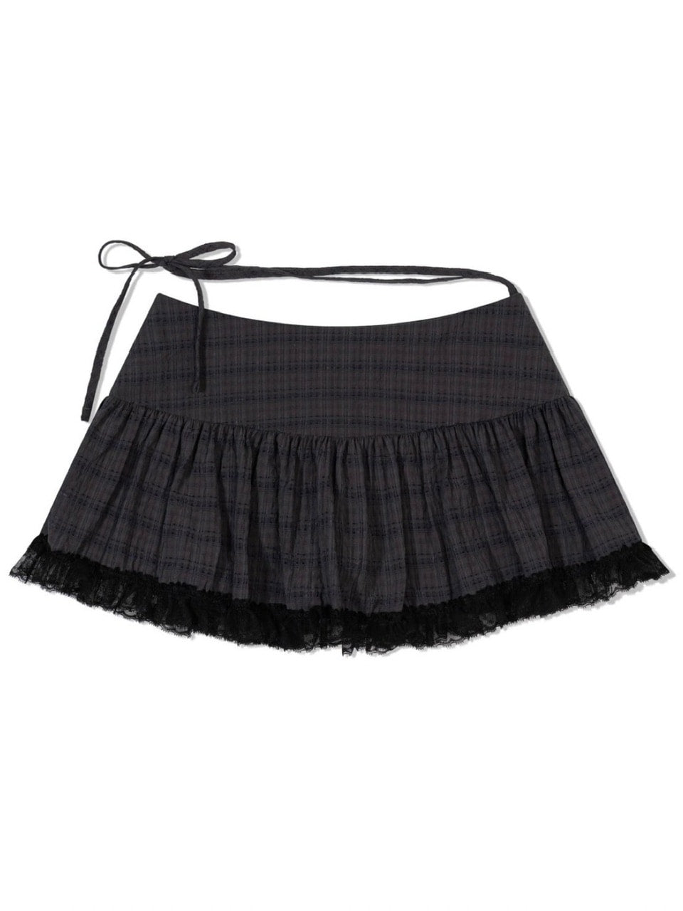 【Uglyshadow】CHECK SHIRRING SKIRT / 【アグリーシャドウ】チェックシャーリングミニスカート