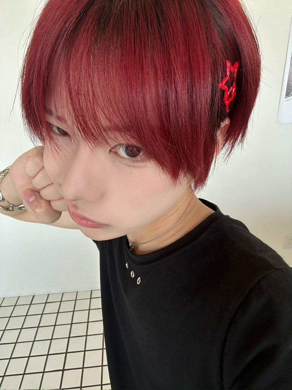 受注制【LUV CODE】eyelet cropped tee (3color)