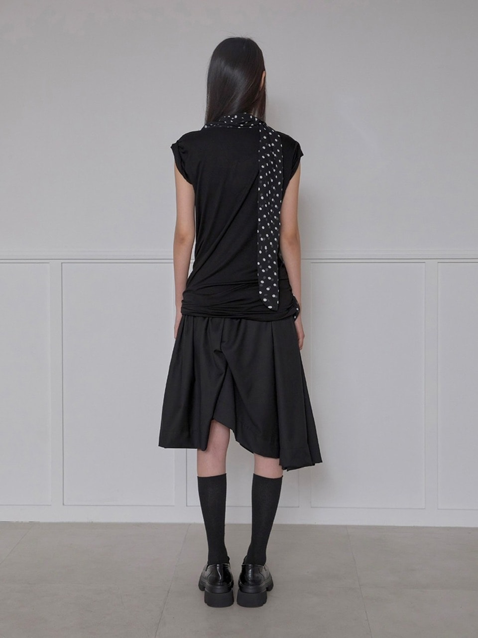 【FLAREUP】Layered Dot Scarf T-Shirt