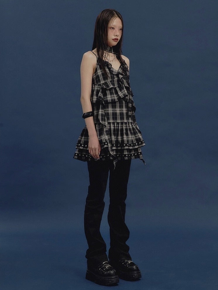 【NOT KNOWING】Tiered Eyelet Ruffle Dress / 【ノットノーイング】ティアードアイレットラッフルドレス