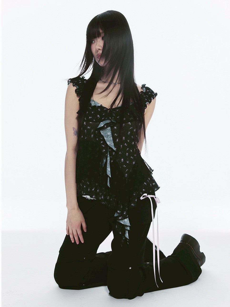 【CHERRYQUIRI】misty ruffle layered sleeveless