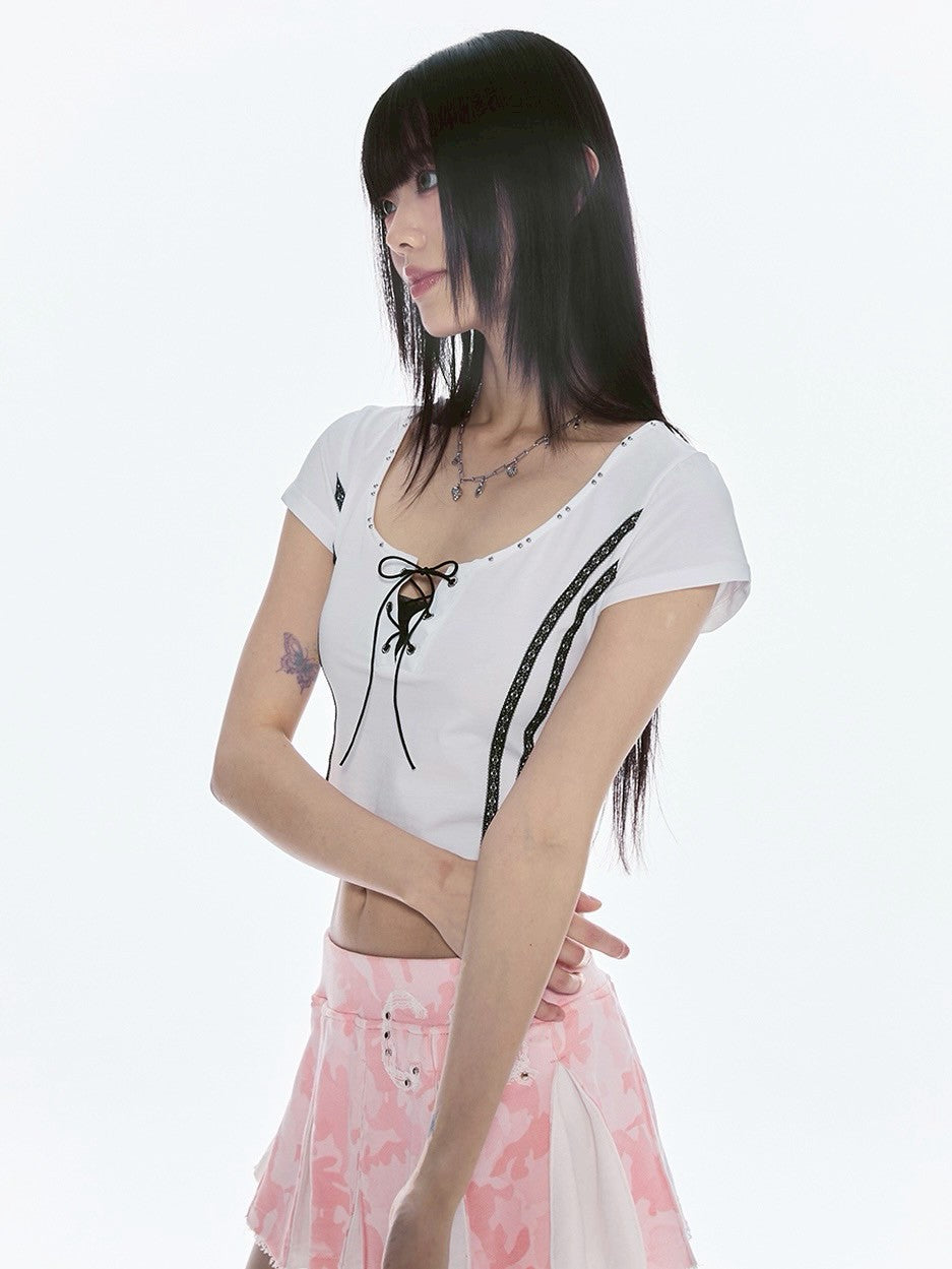 【CHERRYQUIRI】twin lace metalic tee