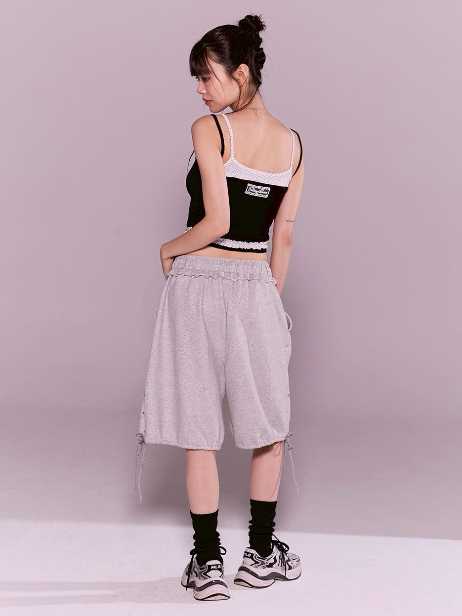 【CHERRYQUIRI】stud twinkle jogger bermuda pt