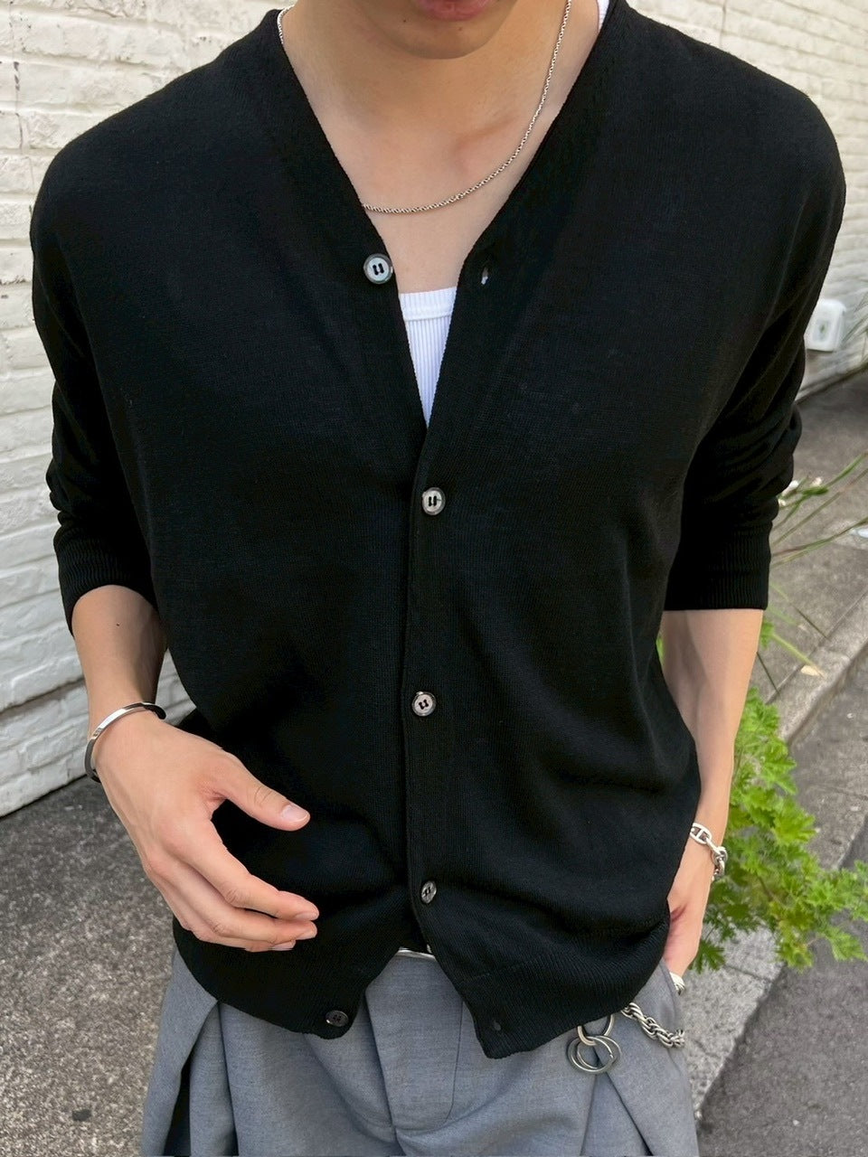 東京店WEB限定【Chikashitsu +】cropped linen knit cardigan / 【チカシツプラス】クロップドリネンニットカーディガン (3color)