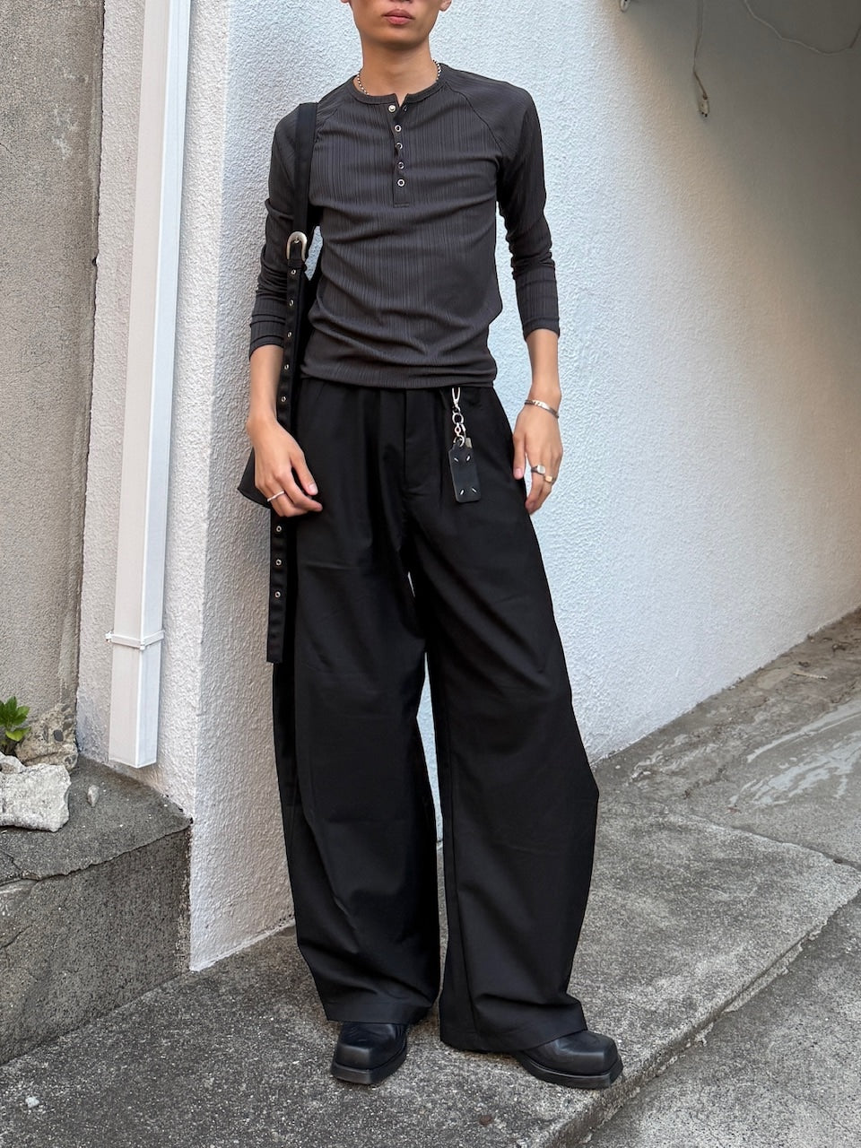 東京店WEB限定受注制【Chikashitsu +】snap rib henley neck tee / 【チカシツプラス】スナップリブヘンリーネックTシャツ (4color)