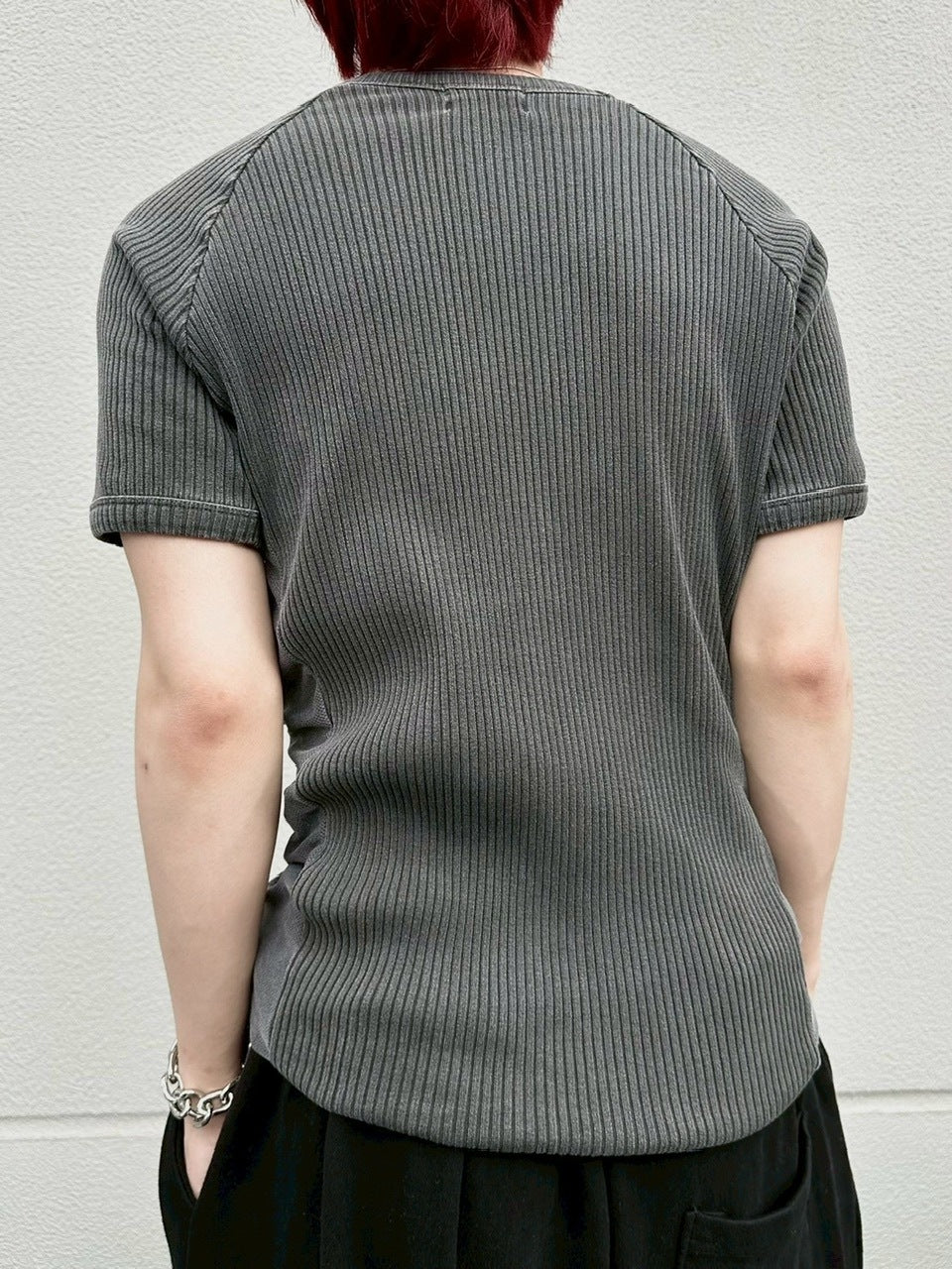 受注制【LUV CODE】mesh pigment rib tee (2color)