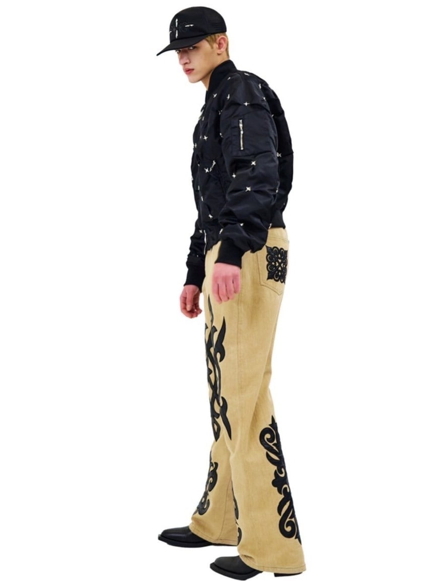 【E RIN AI E】DARK TRIBAL PARTY DENIM PANTS
