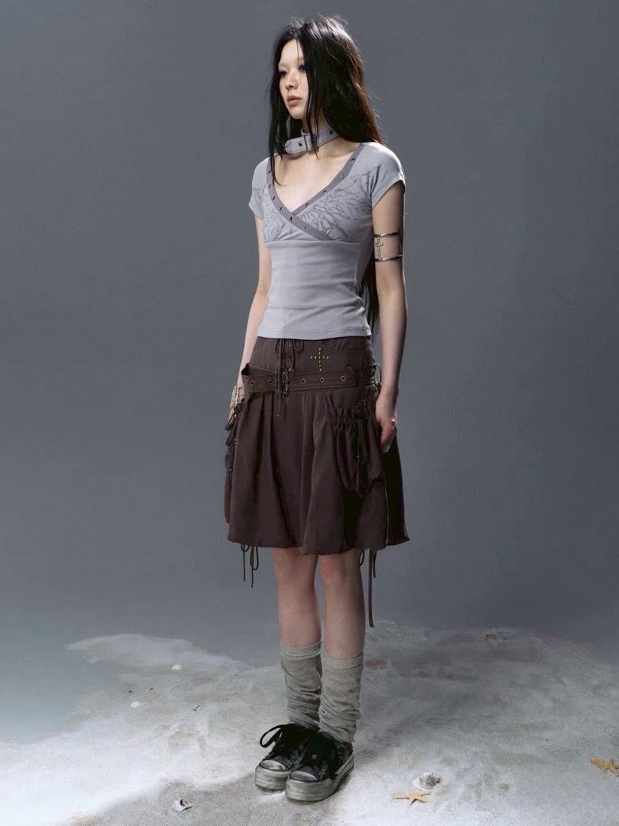 【Cest Nous】Butterfly Top / 【セヌー】チョーカーセットバタフライ半袖Tシャツ