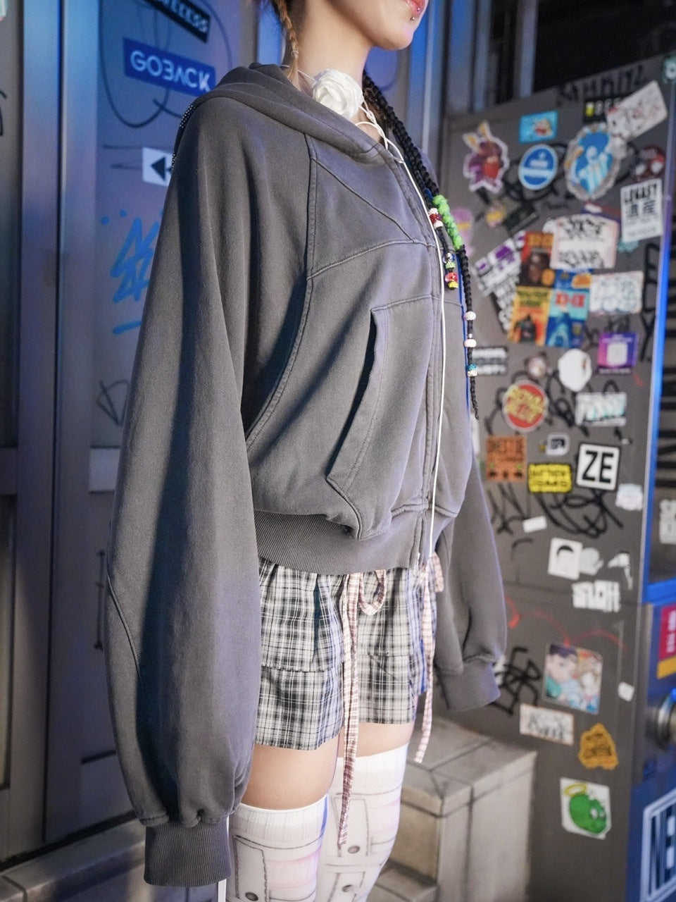 【NMTXU】rhinestone design zip parka / 【エヌエムティーエックスユー】ラインストーンデザインダブルジップパーカー