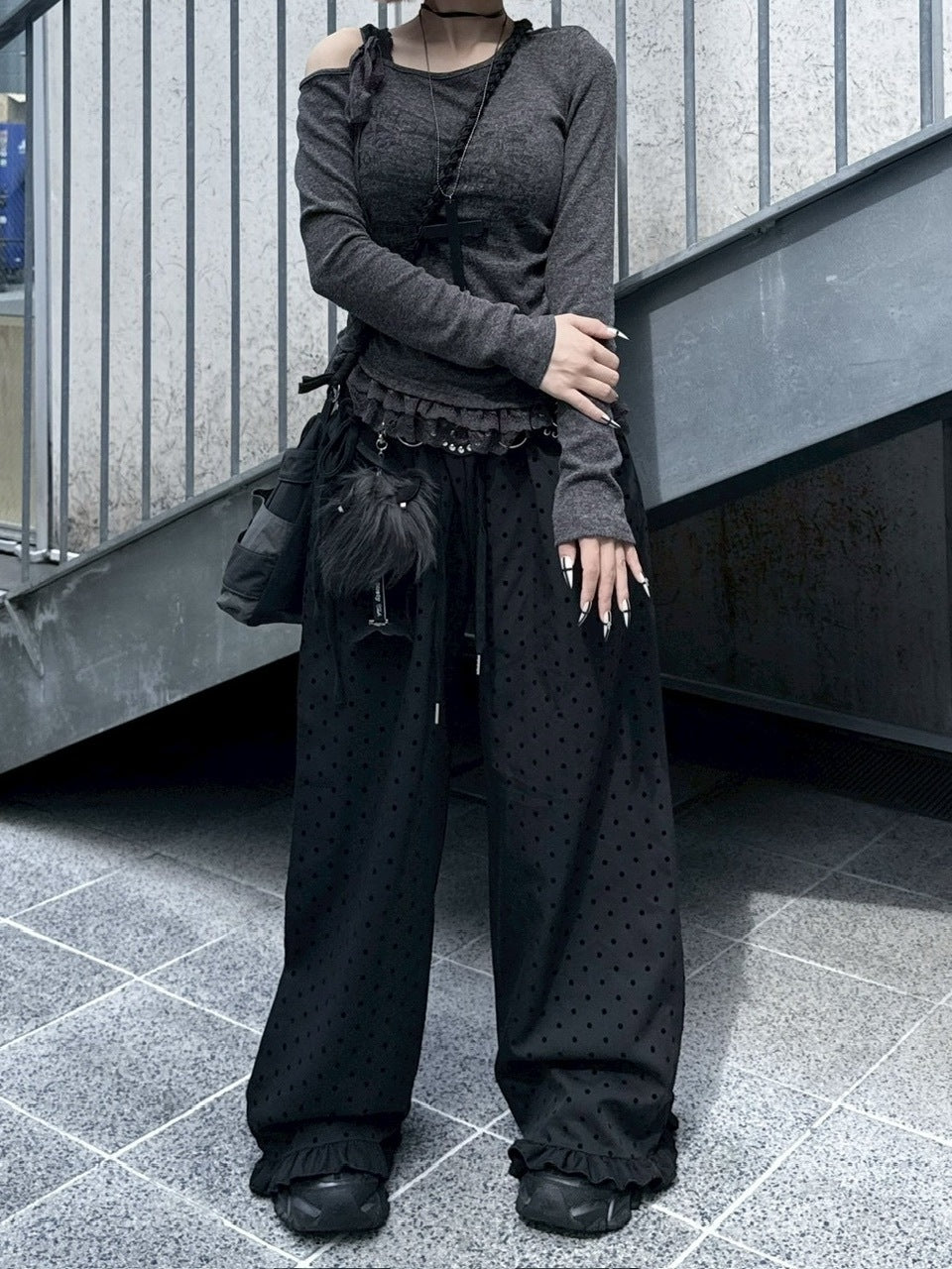 【nmtc +】dot frill pants / 【エヌエムティーシープラス】ドットフリルパンツ (2color)