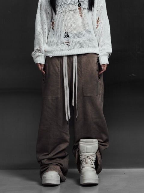 【Rosen Kreuz】EYELET EDGE Set-Up LAYERED SWEAT PANTS