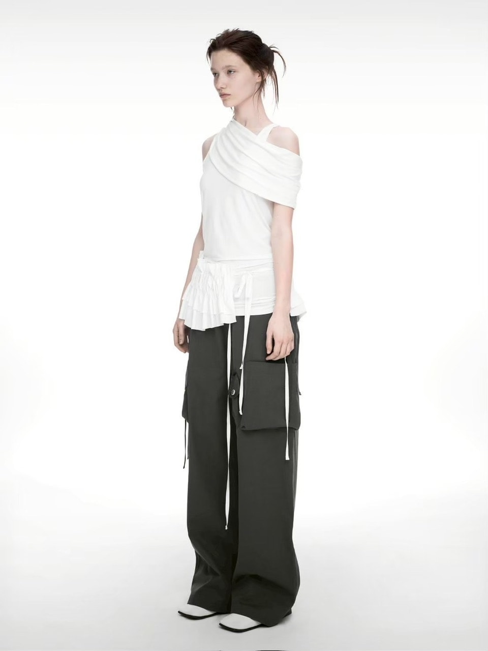 【NACHE】STRAP WIDE CARGO PANTS (UNISEX)