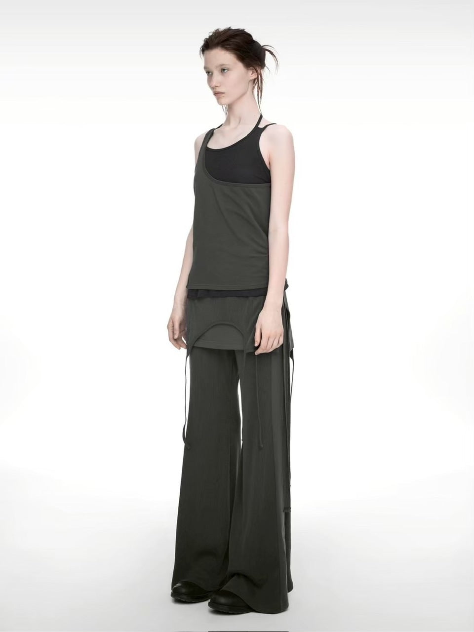 【NACHE】MIXED LAYERED SKIRT PANTS