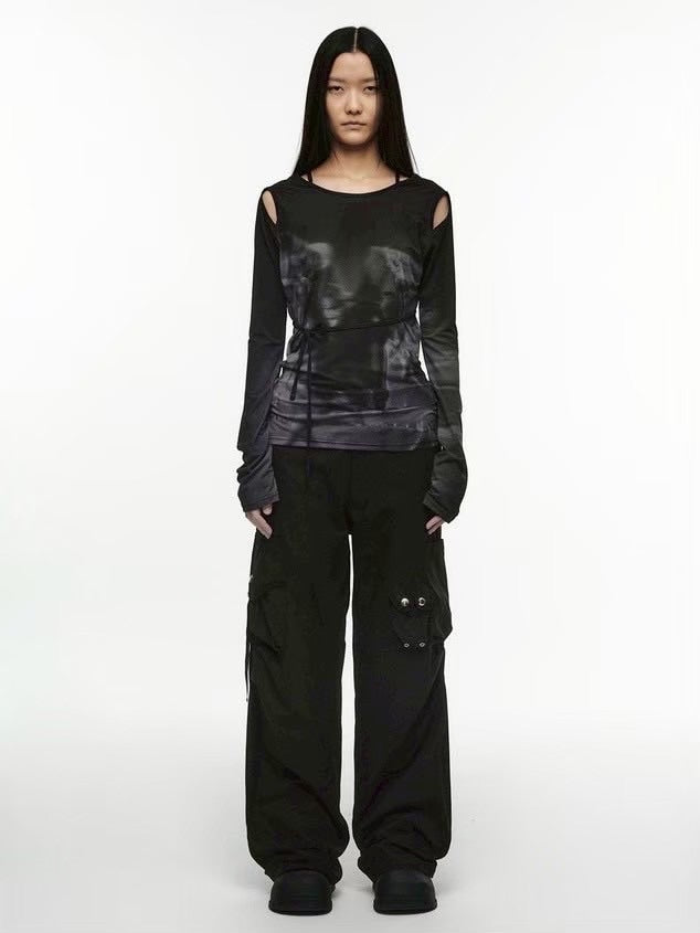 【NACHE】CUT-OUT SLIM FIT LONG SLEEVE