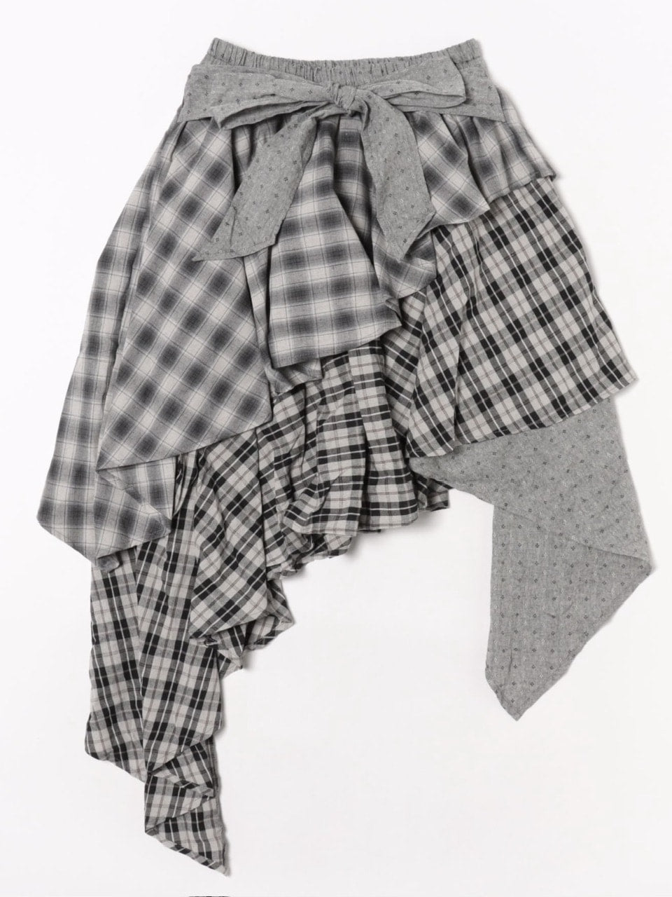 【Nerd out XU】asymmetry check skirt / 【ナードアウトエックスユー】アシンメトリーチェックスカート