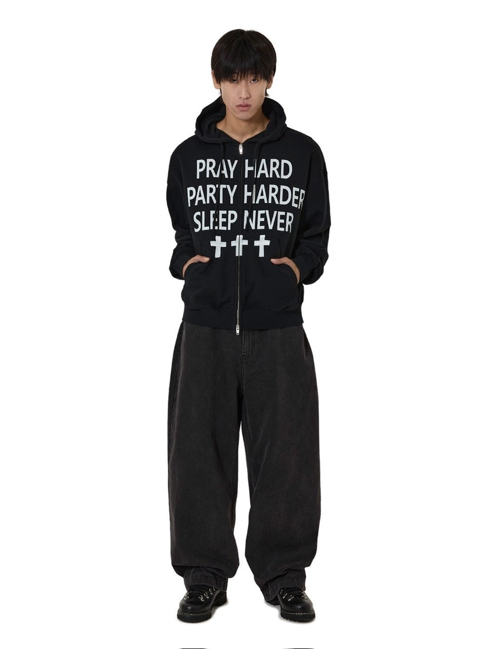 【OY】PRAY HARD HOODIE ZIP UP
